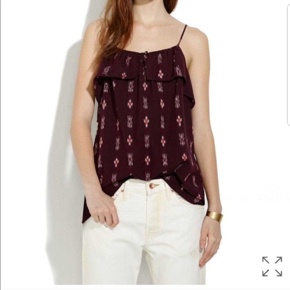 • Madewell • Ikat Print Purple Ruffle Tank Top S
